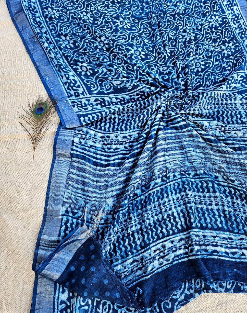 Cotton Linen Printed Saree