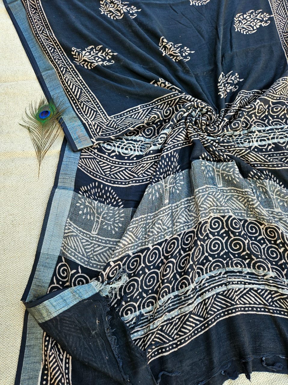 Cotton Linen Printed Saree