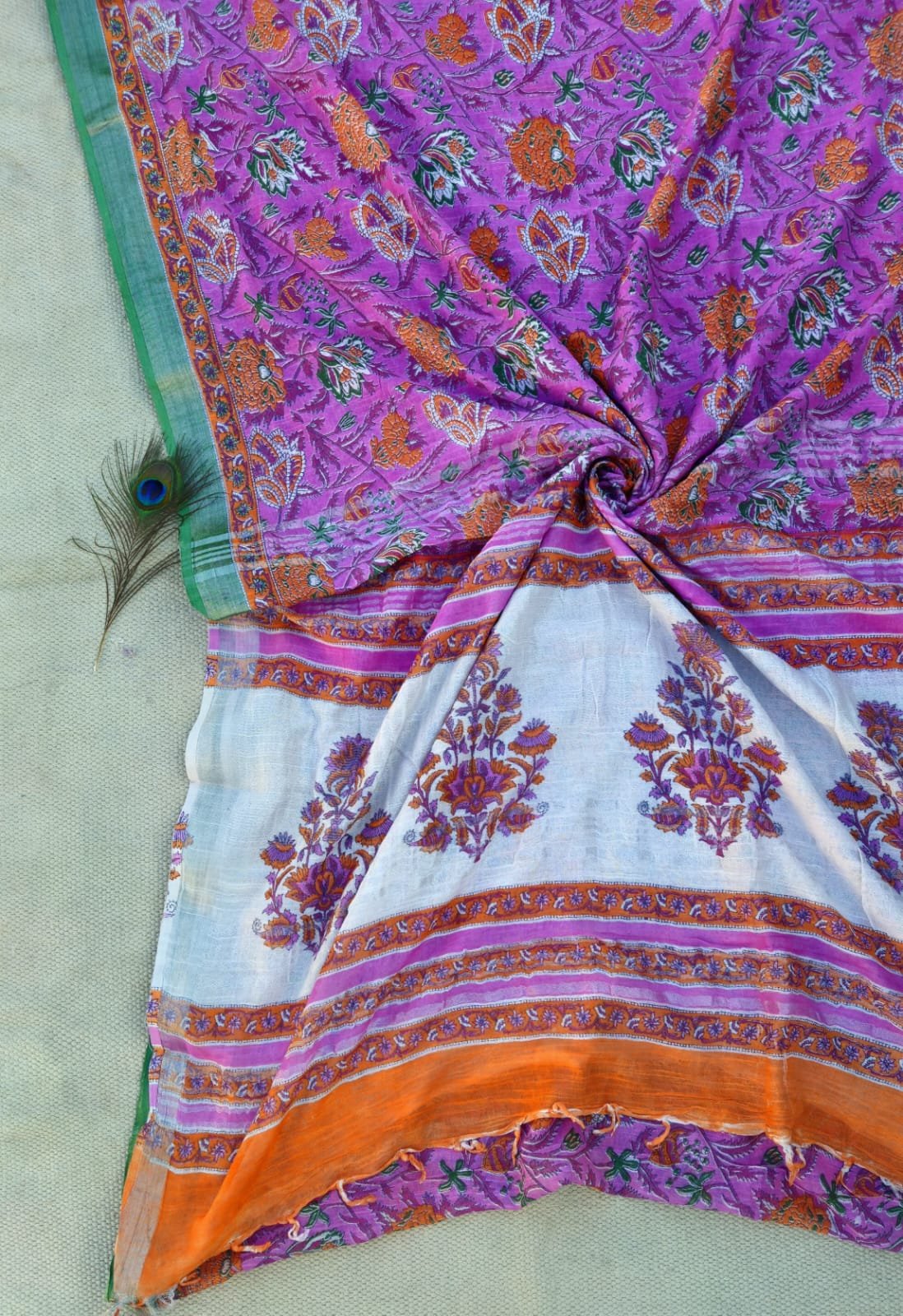 Cotton Linen Printed Saree