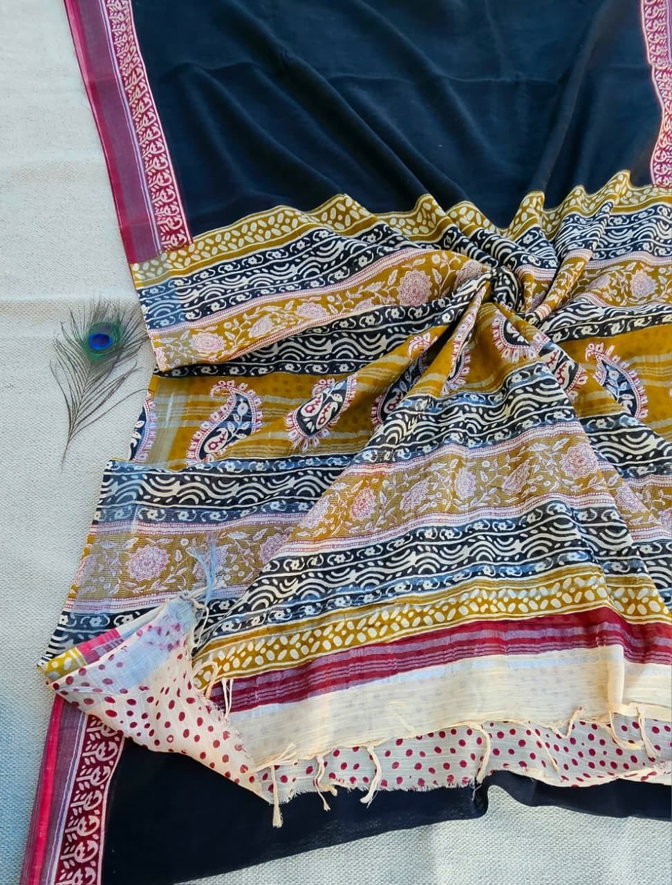 Cotton Linen Printed Saree