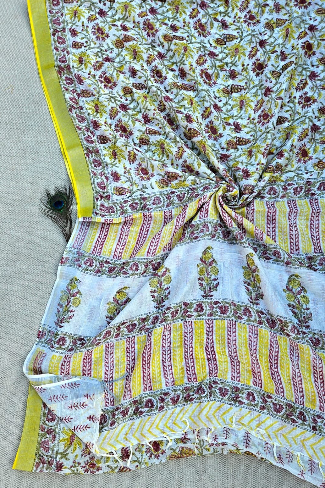 Cotton Linen Printed Saree