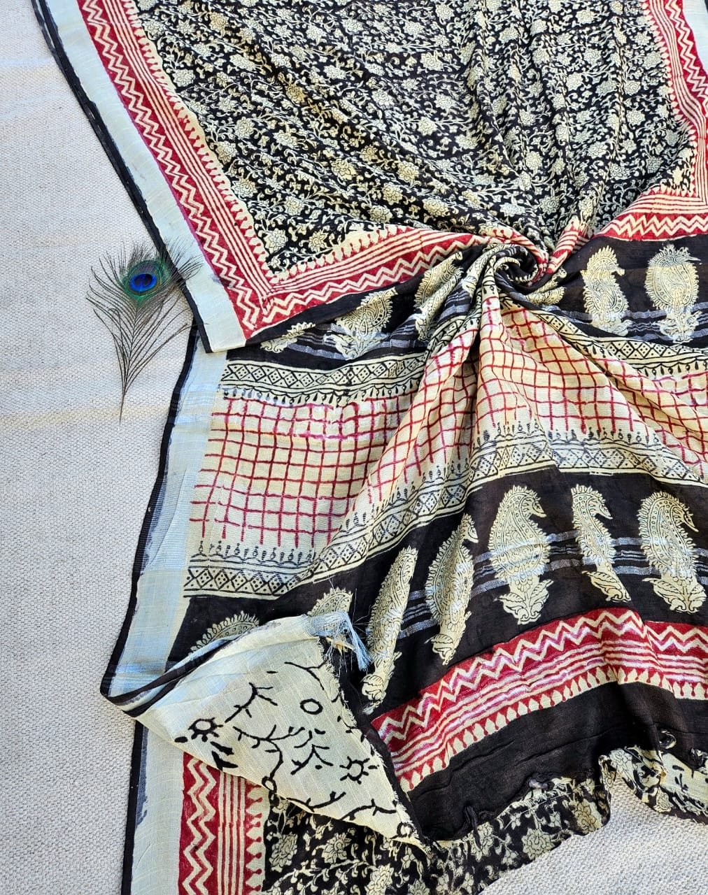 Cotton Linen Printed Saree