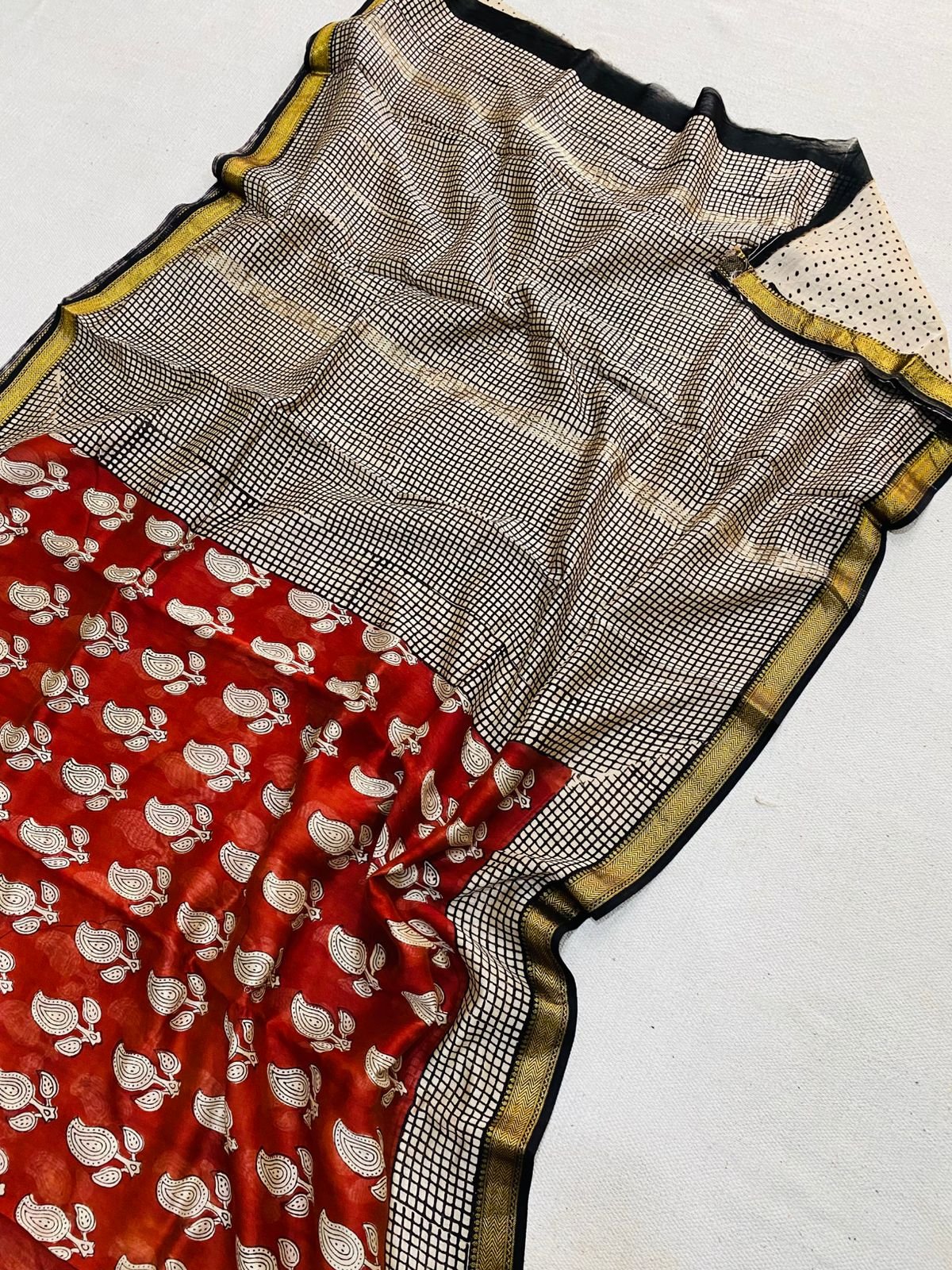 Maheshwari Hand Block Printed Saree