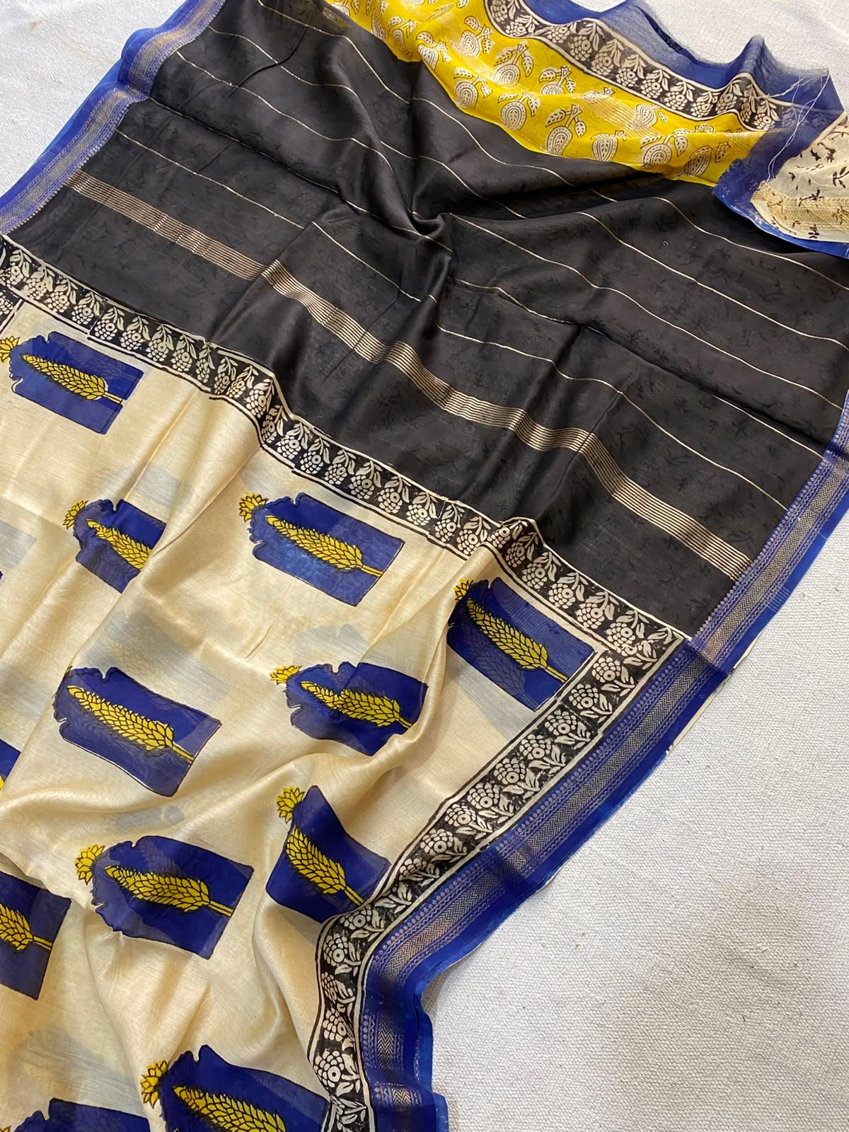 Maheshwari Hand Block Printed Saree