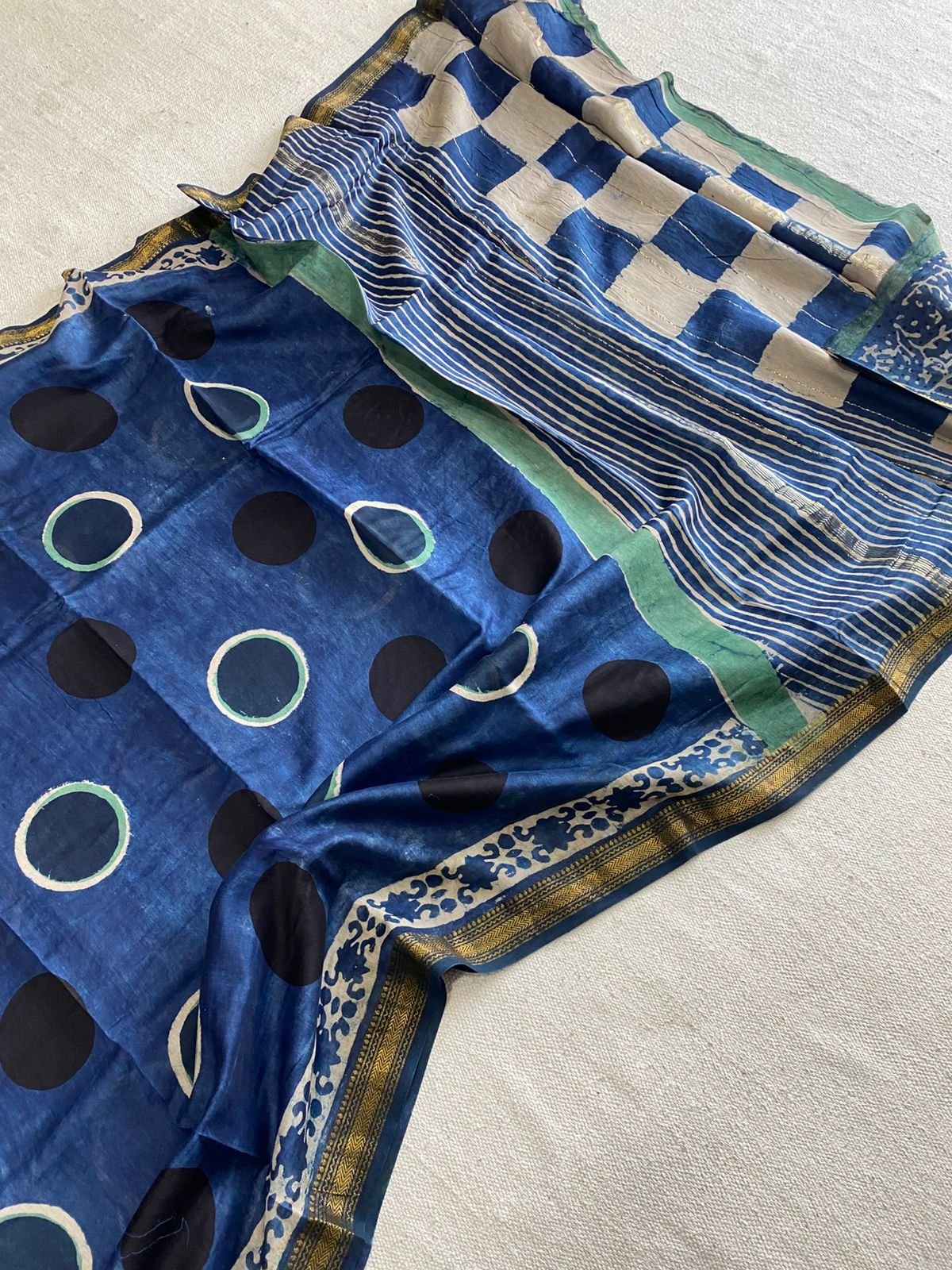 Maheshwari Hand Block Printed Saree