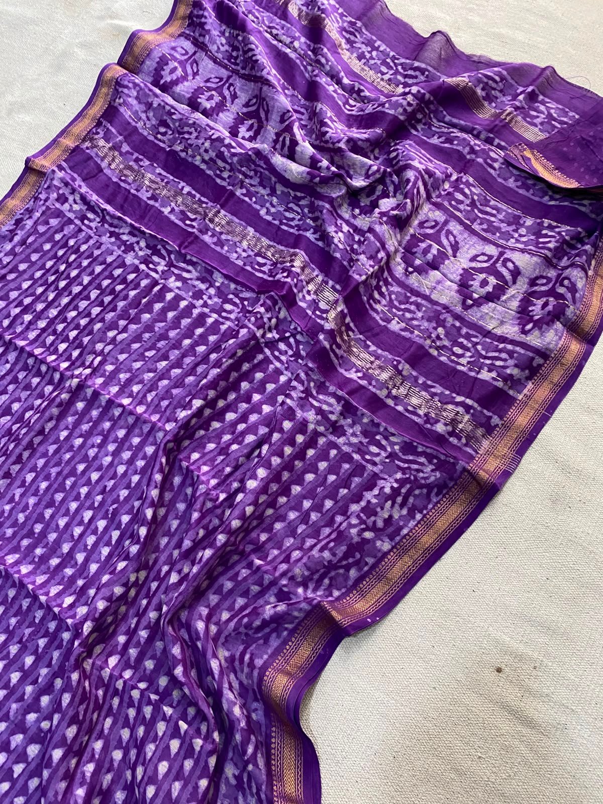 Maheshwari Hand Block Printed Saree