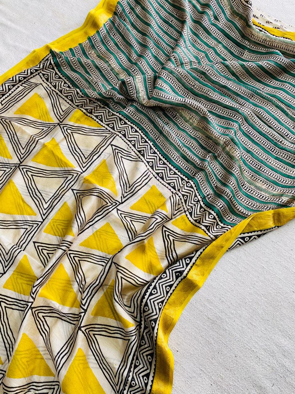 Maheshwari Hand Block Printed Saree