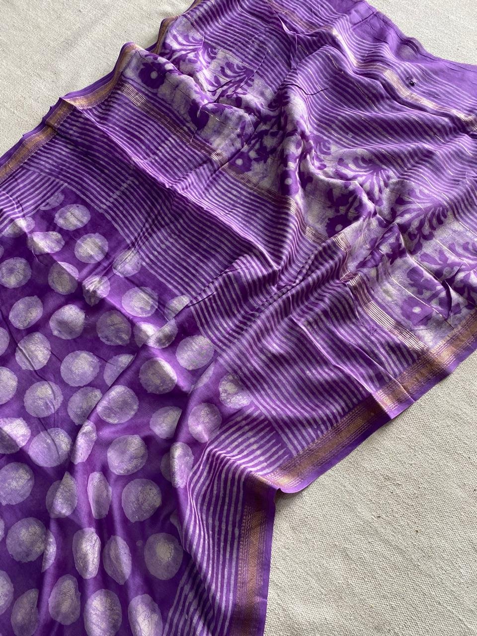 Maheshwari Hand Block Printed Saree