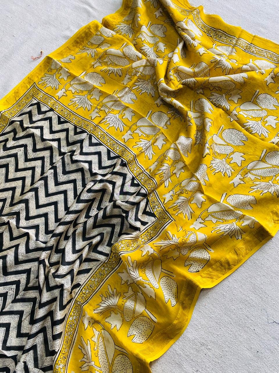 Maheshwari Hand Block Printed Saree