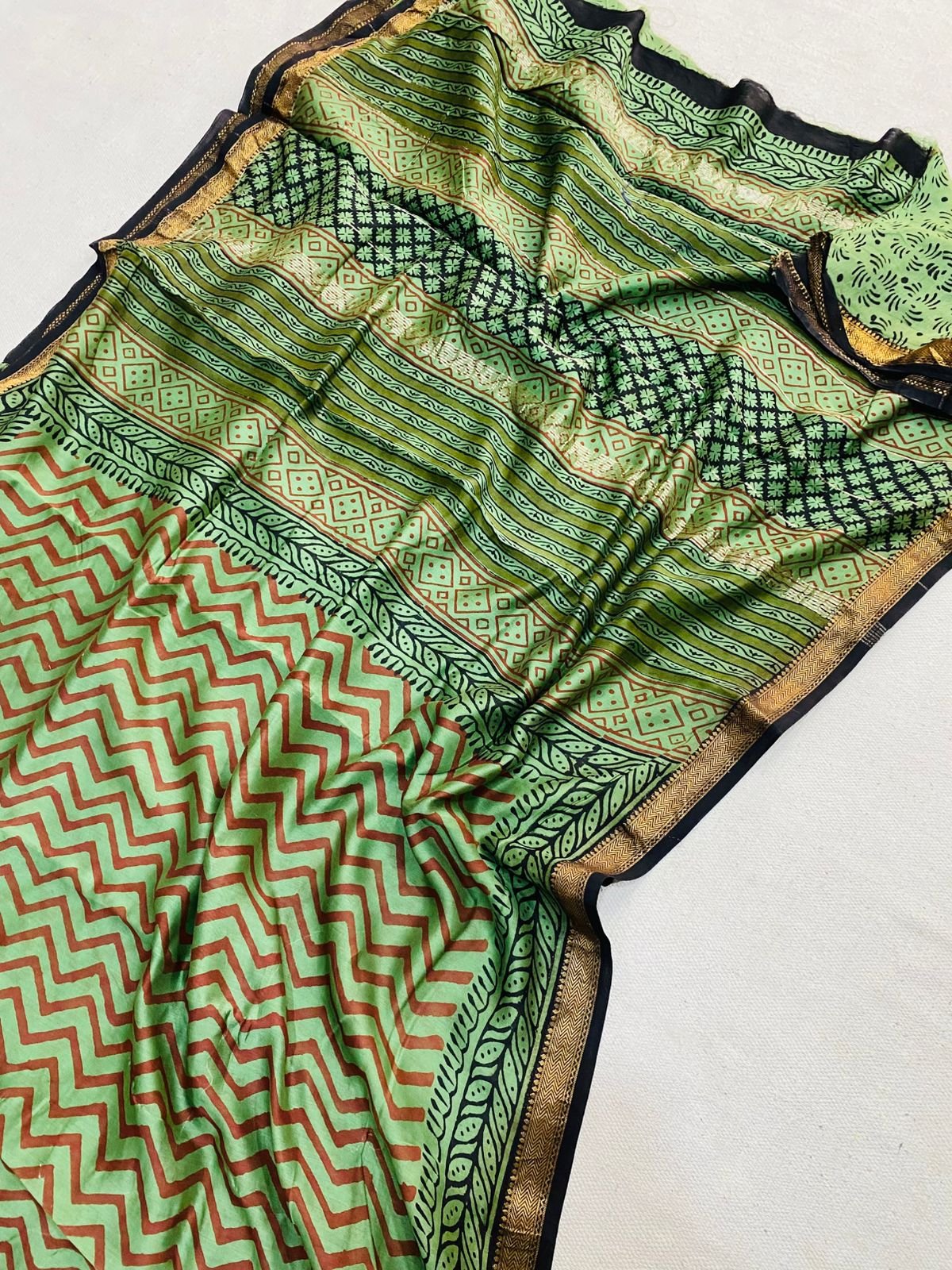 Maheshwari Hand Block Printed Saree