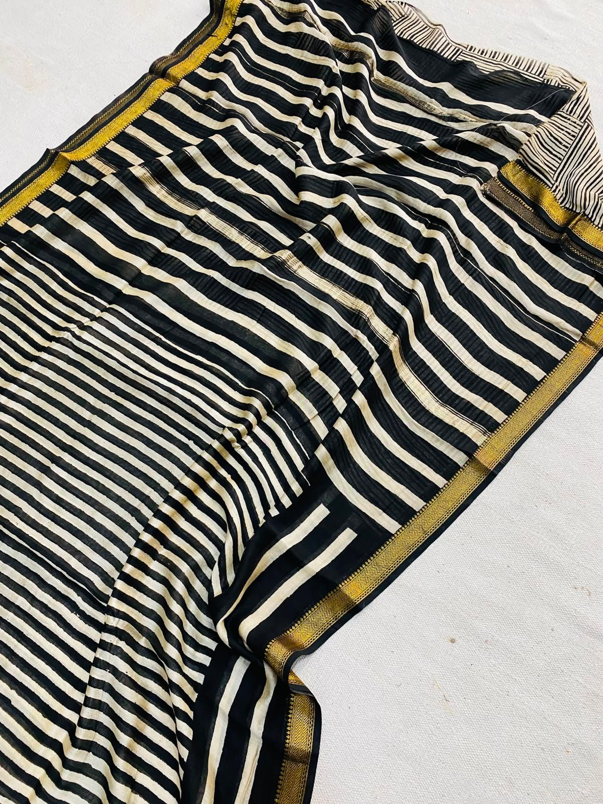 Maheshwari Hand Block Printed Saree