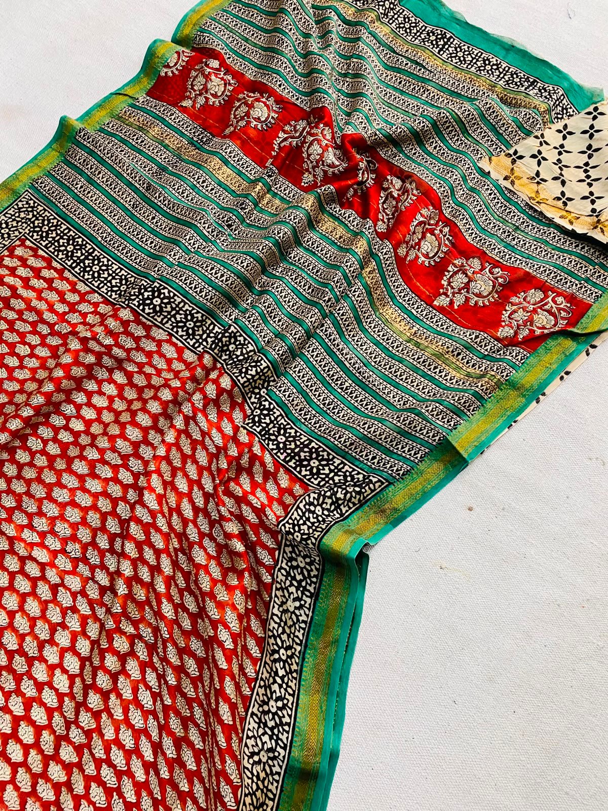 Maheshwari Hand Block Printed Saree