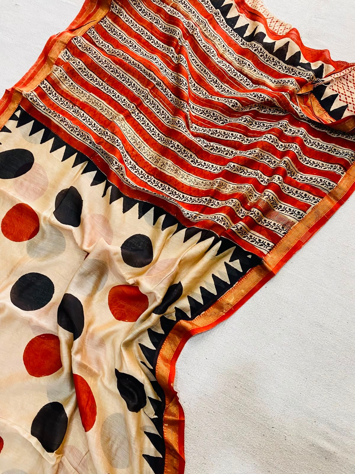 Maheshwari Hand Block Printed Saree