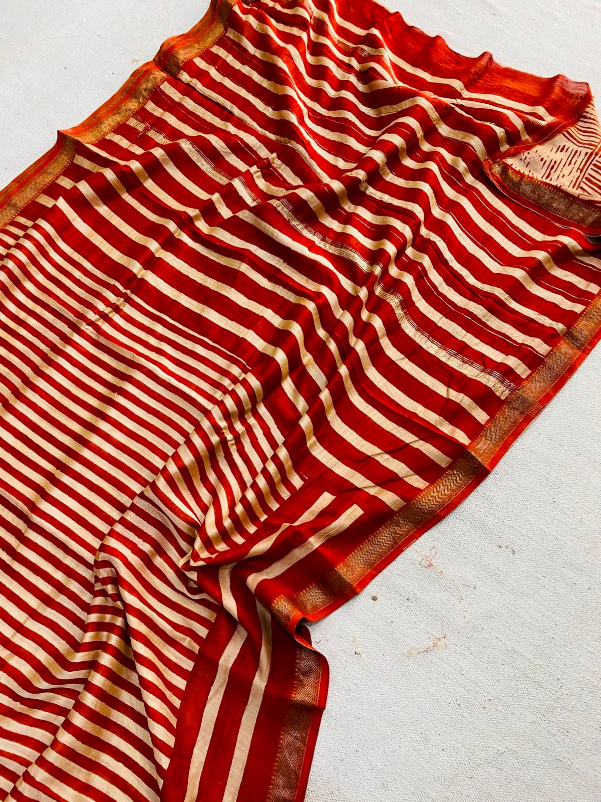 Maheshwari Hand Block Printed Saree