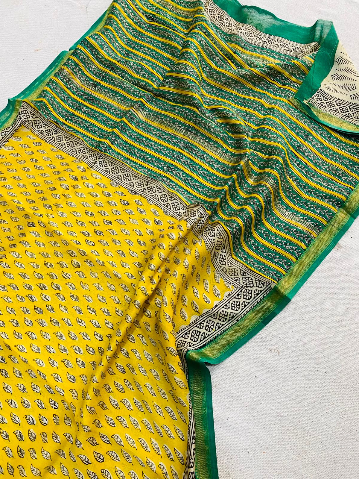 Maheshwari Hand Block Printed Saree