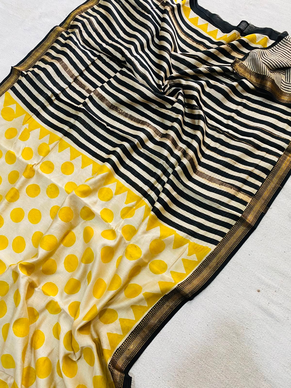 Maheshwari Hand Block Printed Saree
