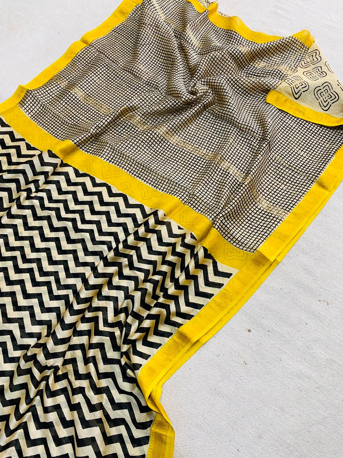 Maheshwari Hand Block Printed Saree