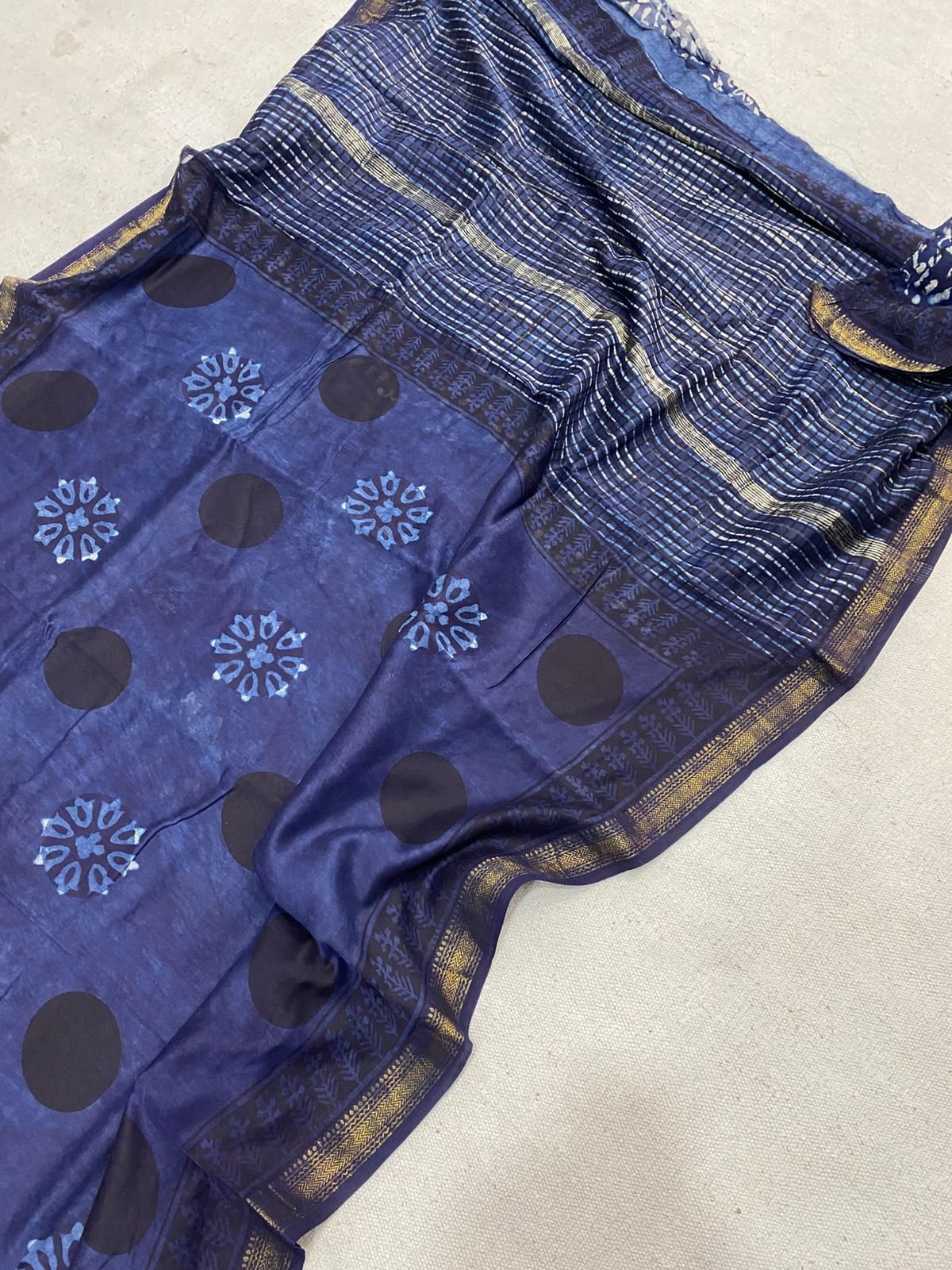 Maheshwari Hand Block Printed Saree