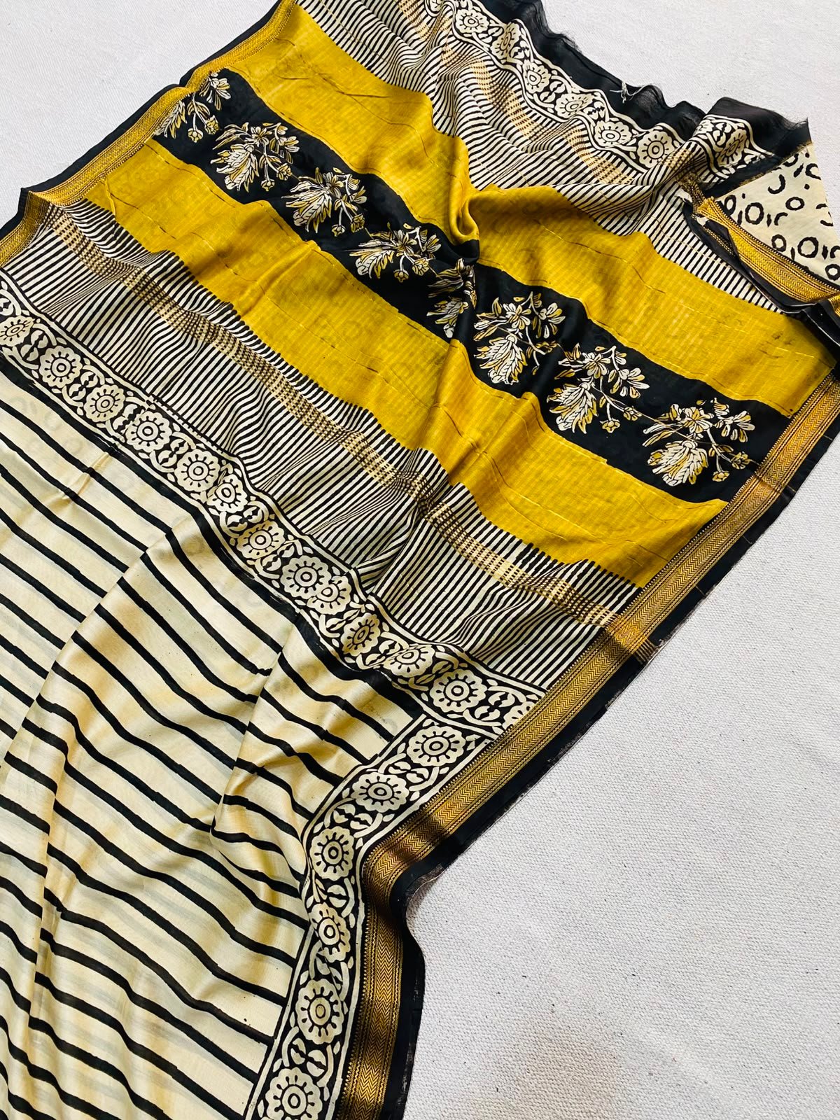 Maheshwari Hand Block Printed Saree