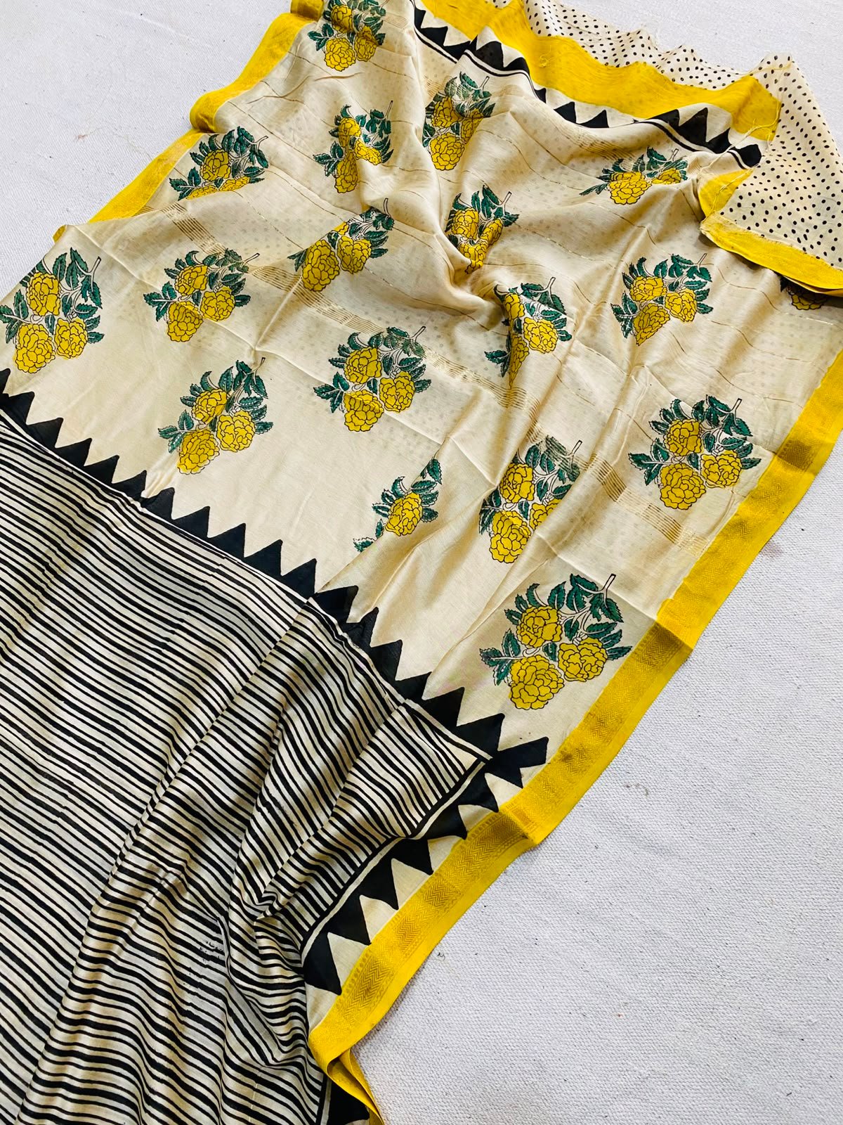Maheshwari Hand Block Printed Saree