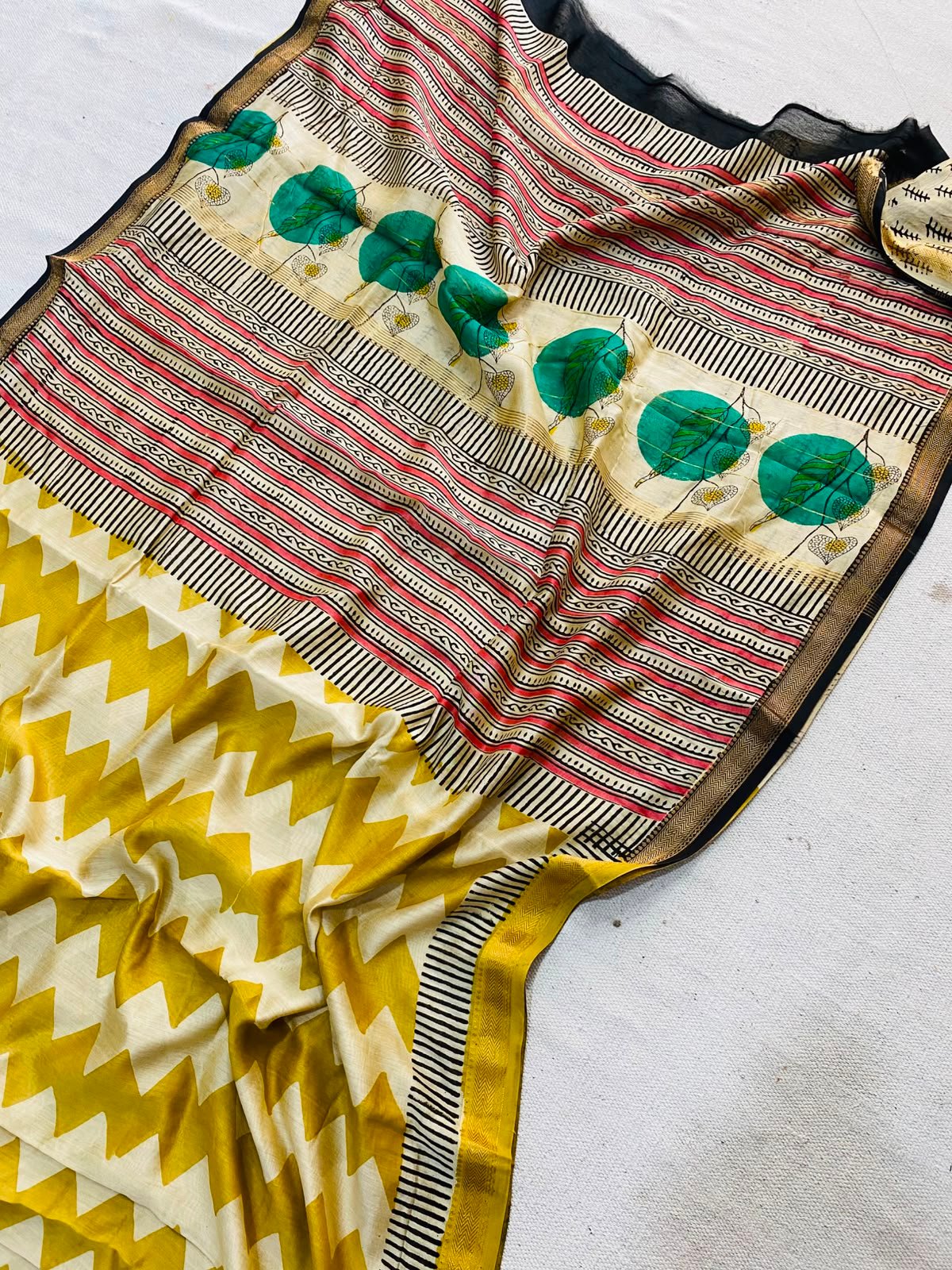 Maheshwari Hand Block Printed Saree