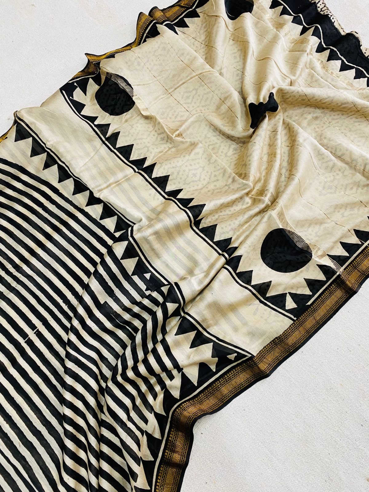 Maheshwari Hand Block Printed Saree