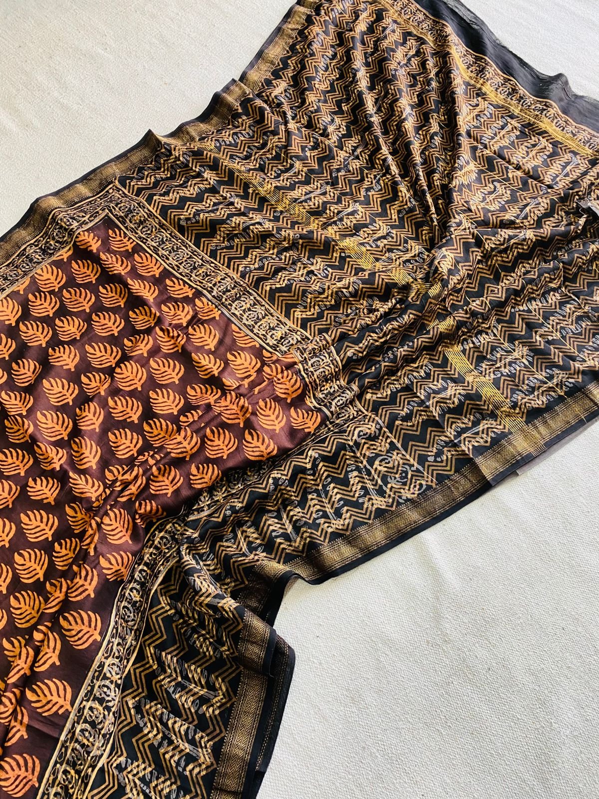 Maheshwari Hand Block Printed Saree