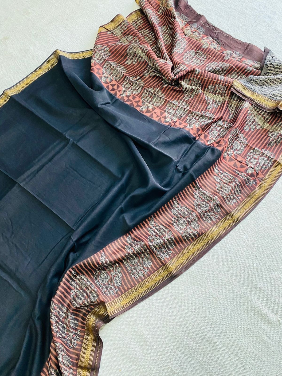 Maheshwari Hand Block Printed Saree