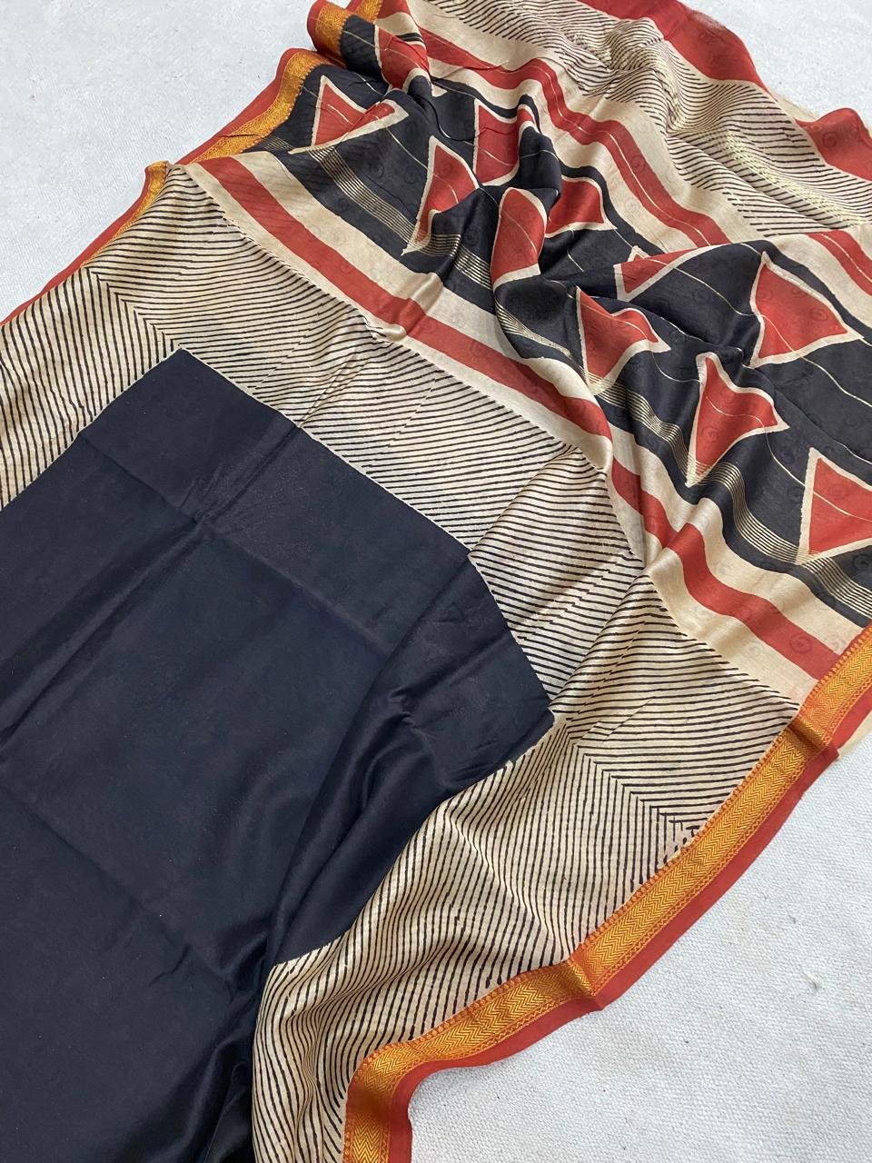 Maheshwari Hand Block Printed Saree
