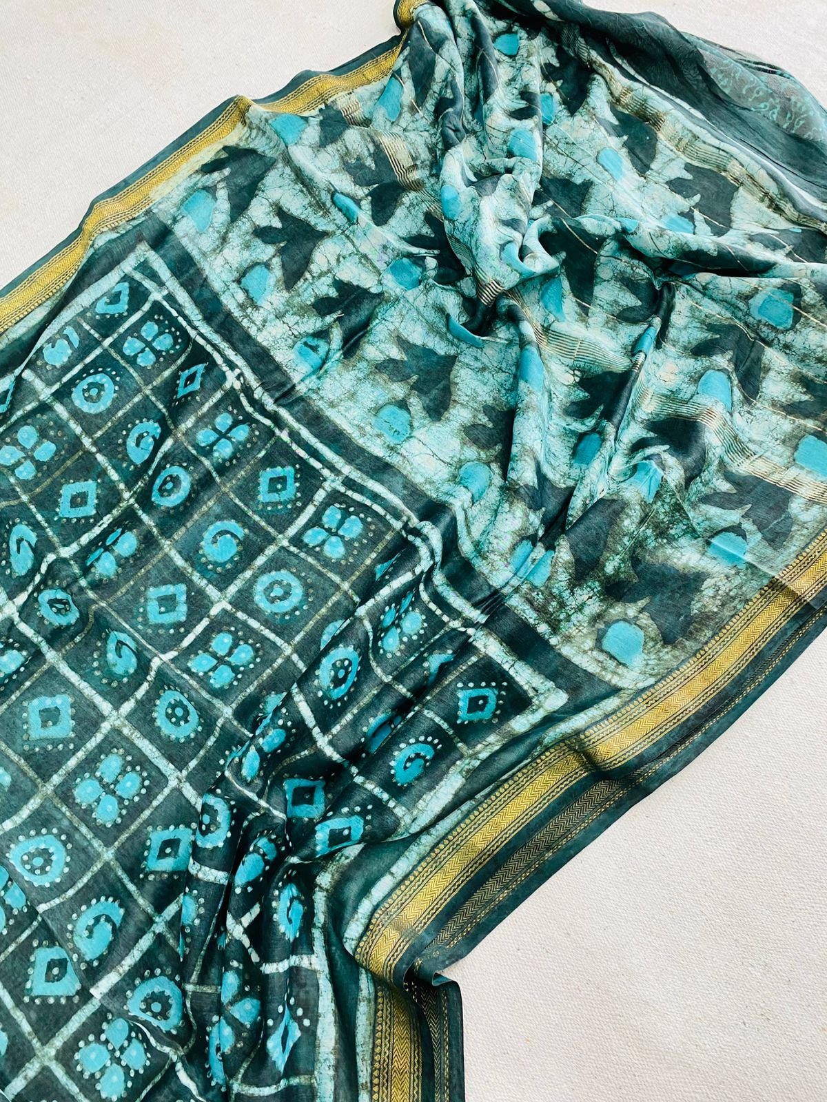 Maheshwari Hand Block Printed Saree