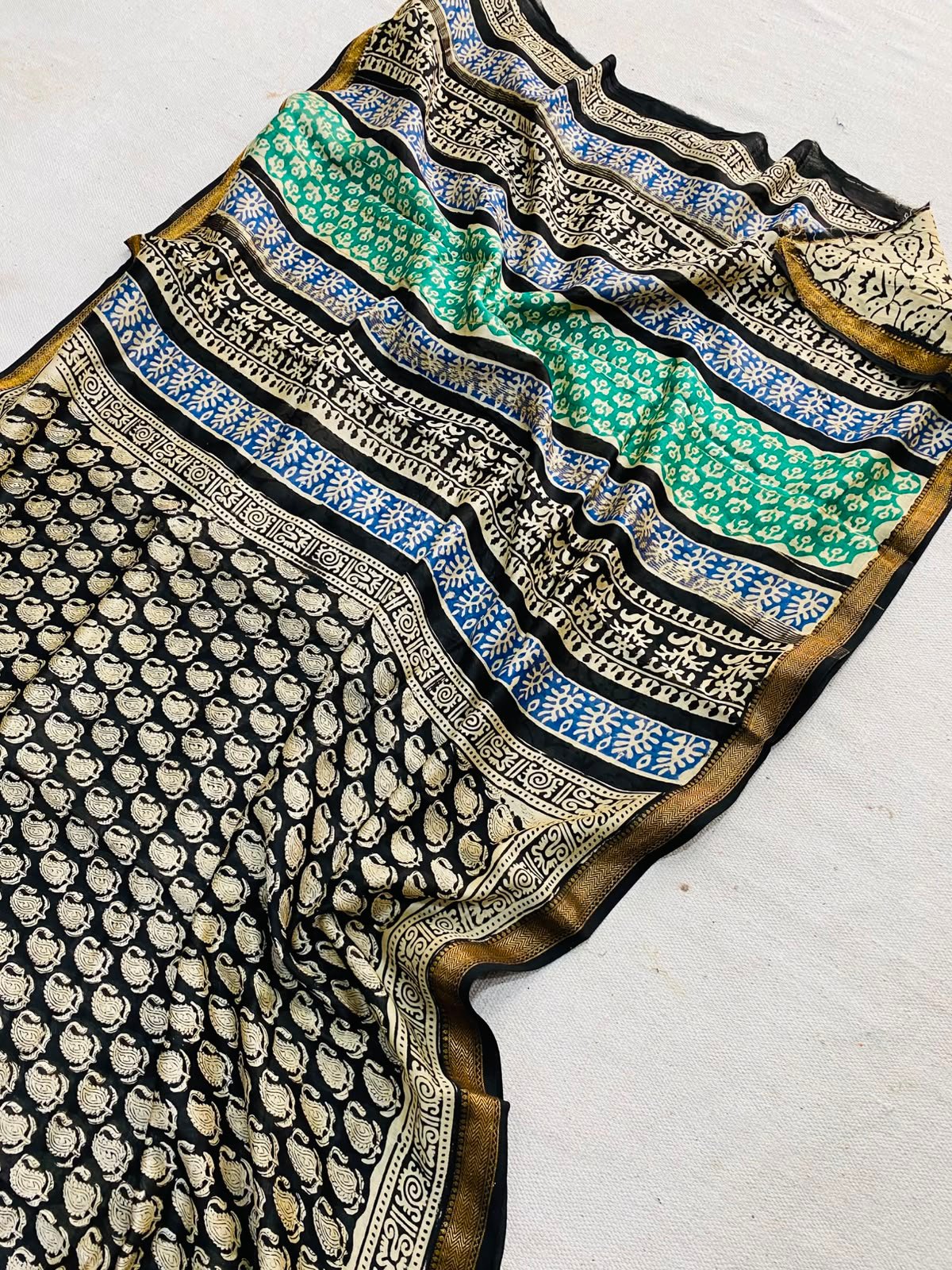 Maheshwari Hand Block Printed Saree