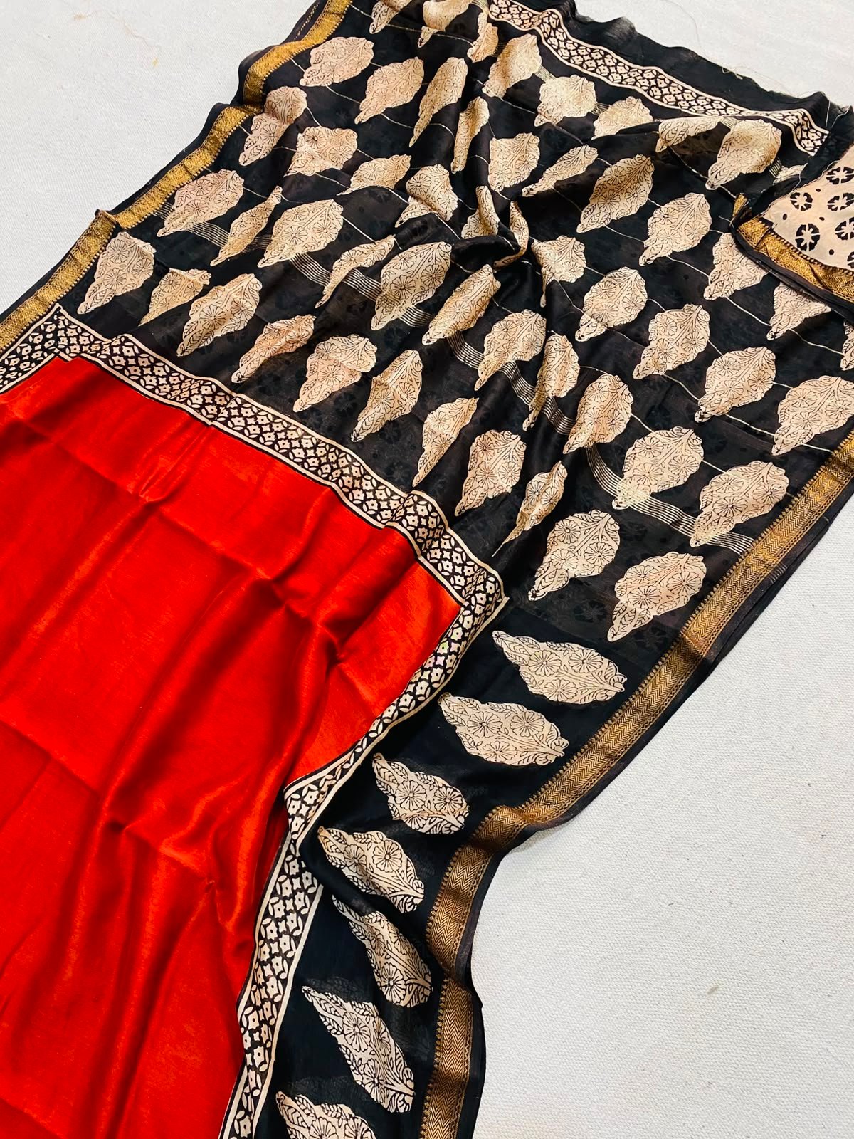 Maheshwari Hand Block Printed Saree