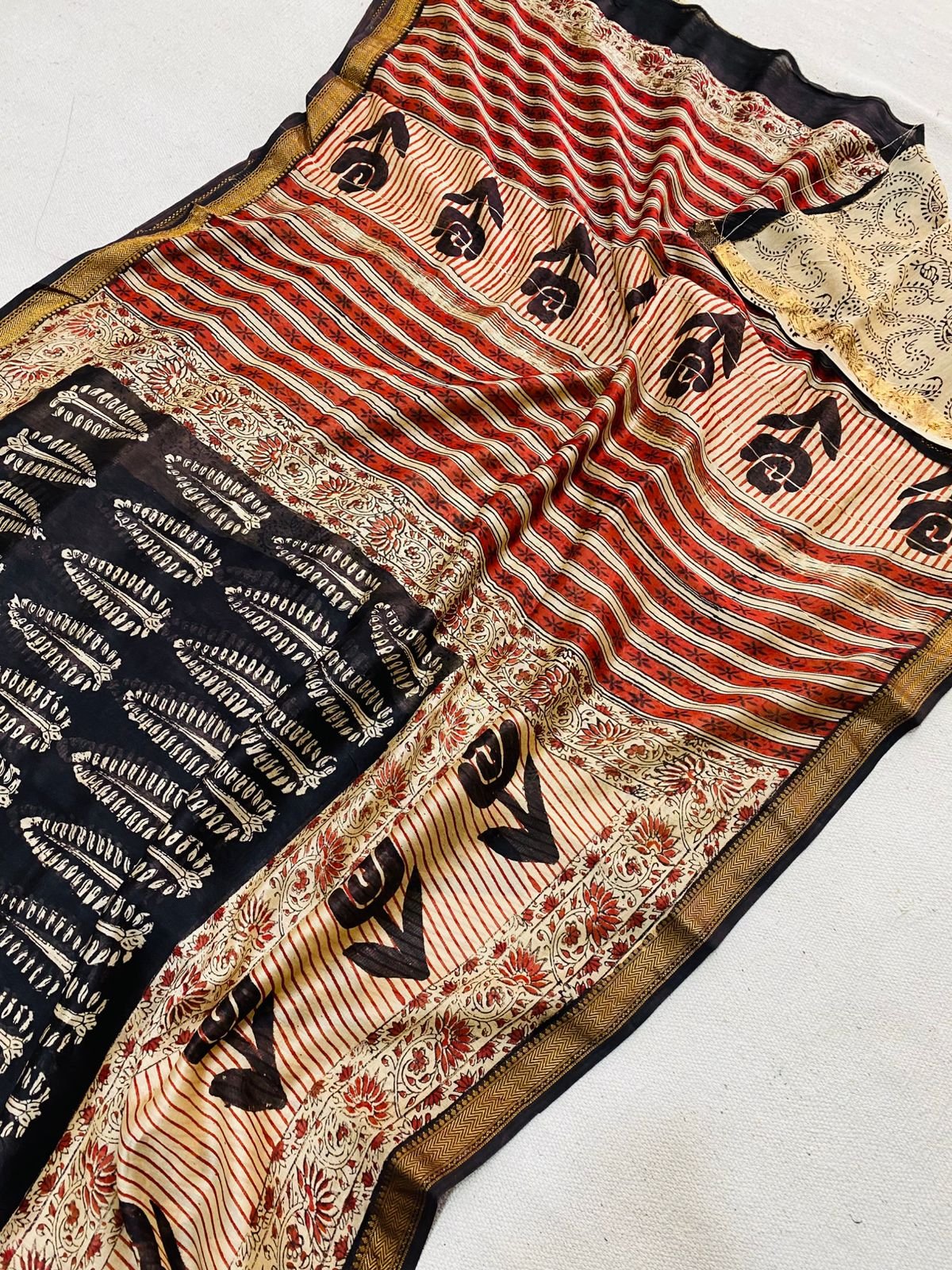 Maheshwari Hand Block Printed Saree