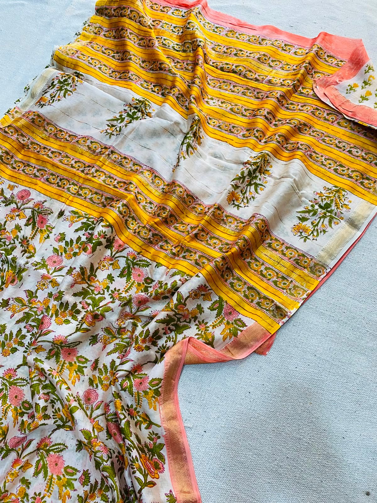 Maheshwari Hand Block Printed Saree