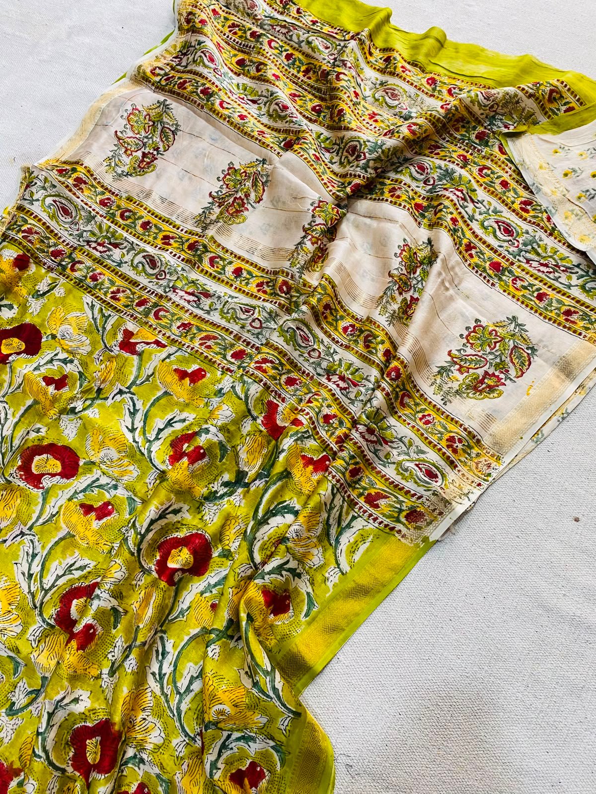 Maheshwari Hand Block Printed Saree