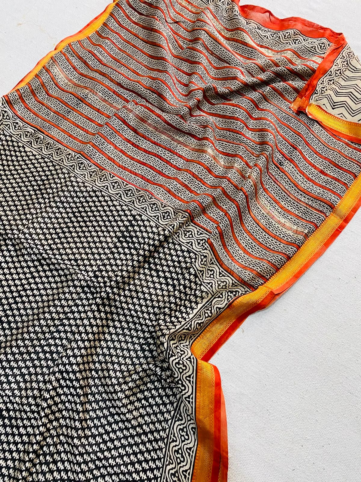 Maheshwari Hand Block Printed Saree