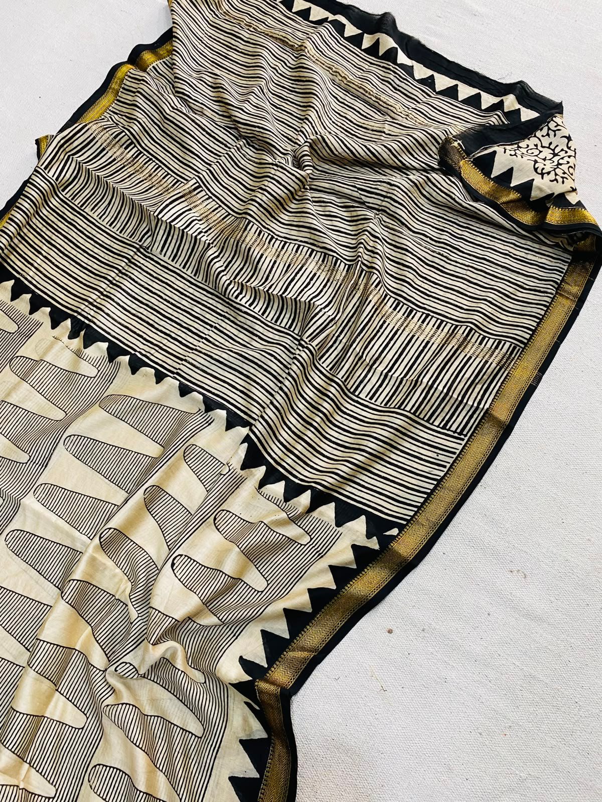 Maheshwari Hand Block Printed Saree