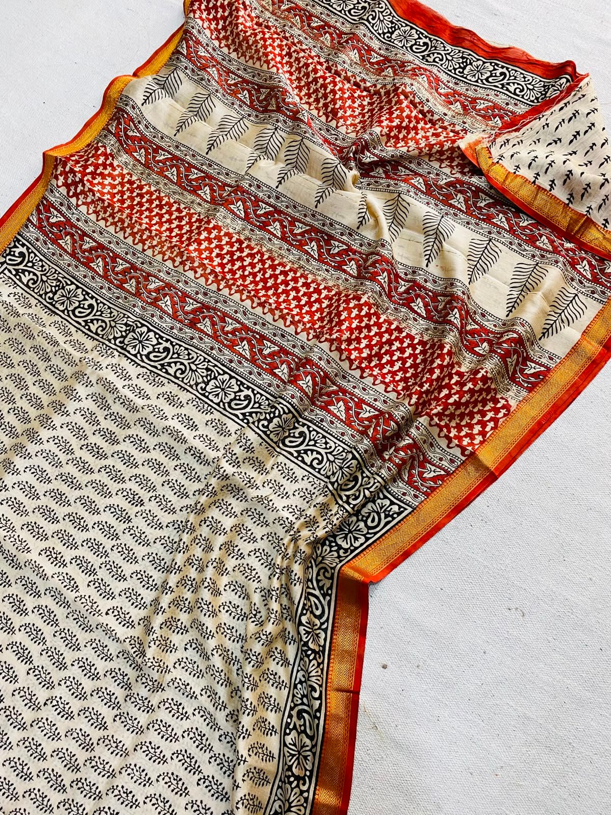Maheshwari Hand Block Printed Saree