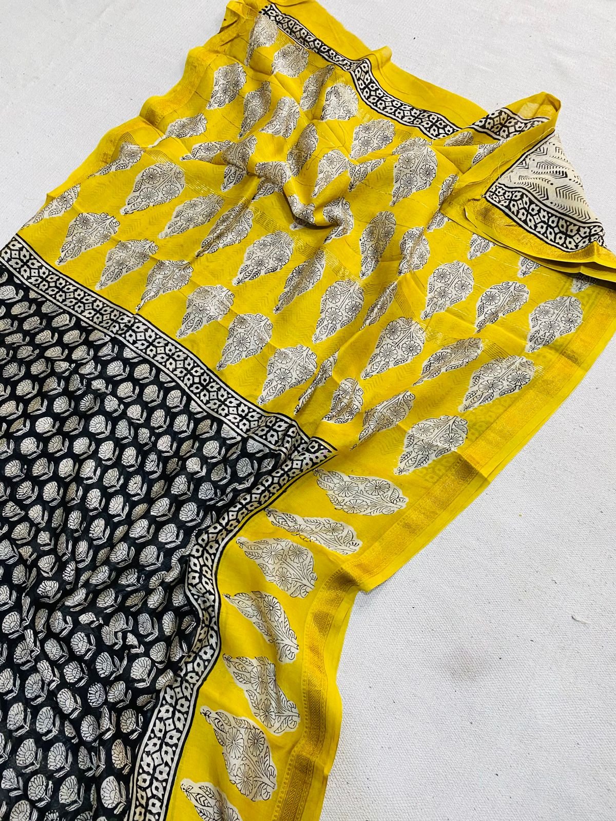 Maheshwari Hand Block Printed Saree