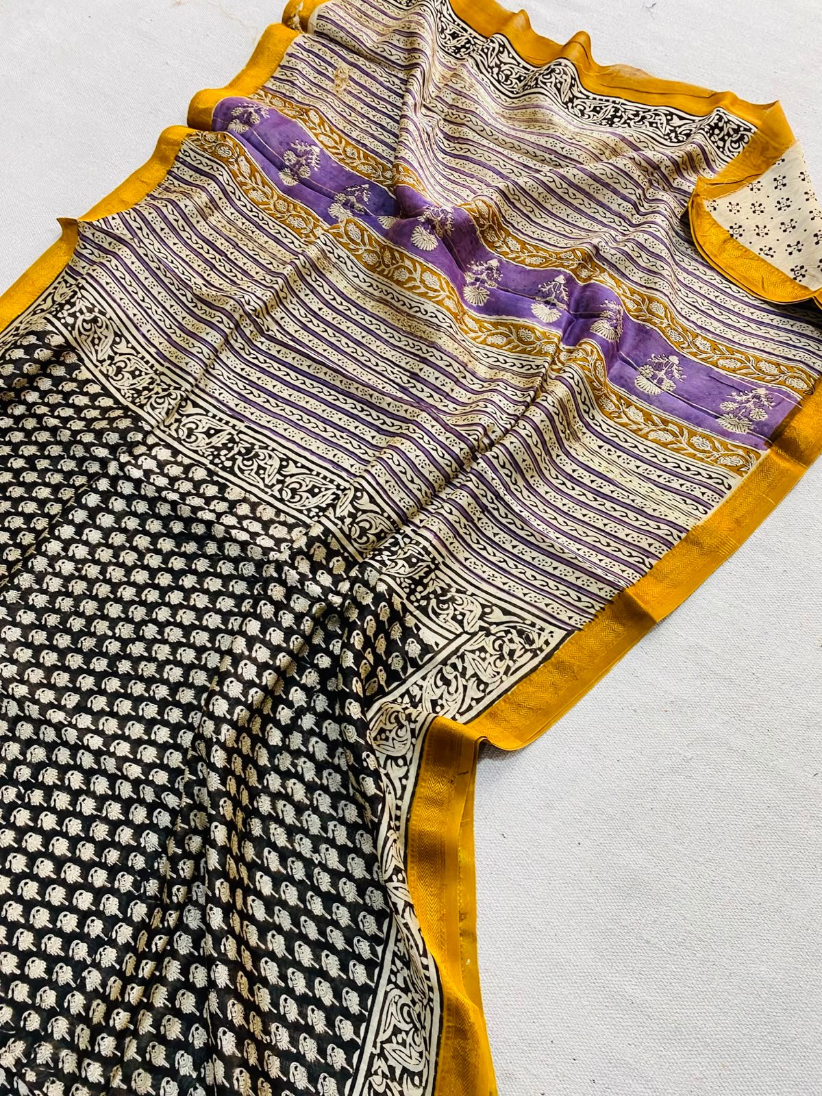 Maheshwari Hand Block Printed Saree