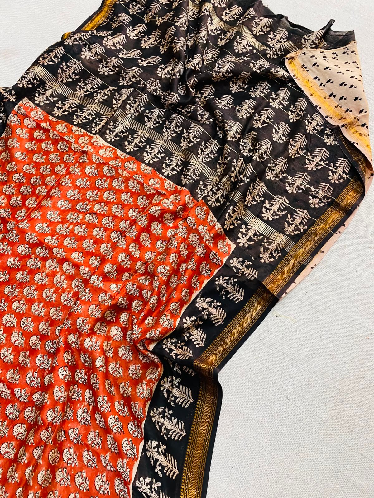 Maheshwari Hand Block Printed Saree