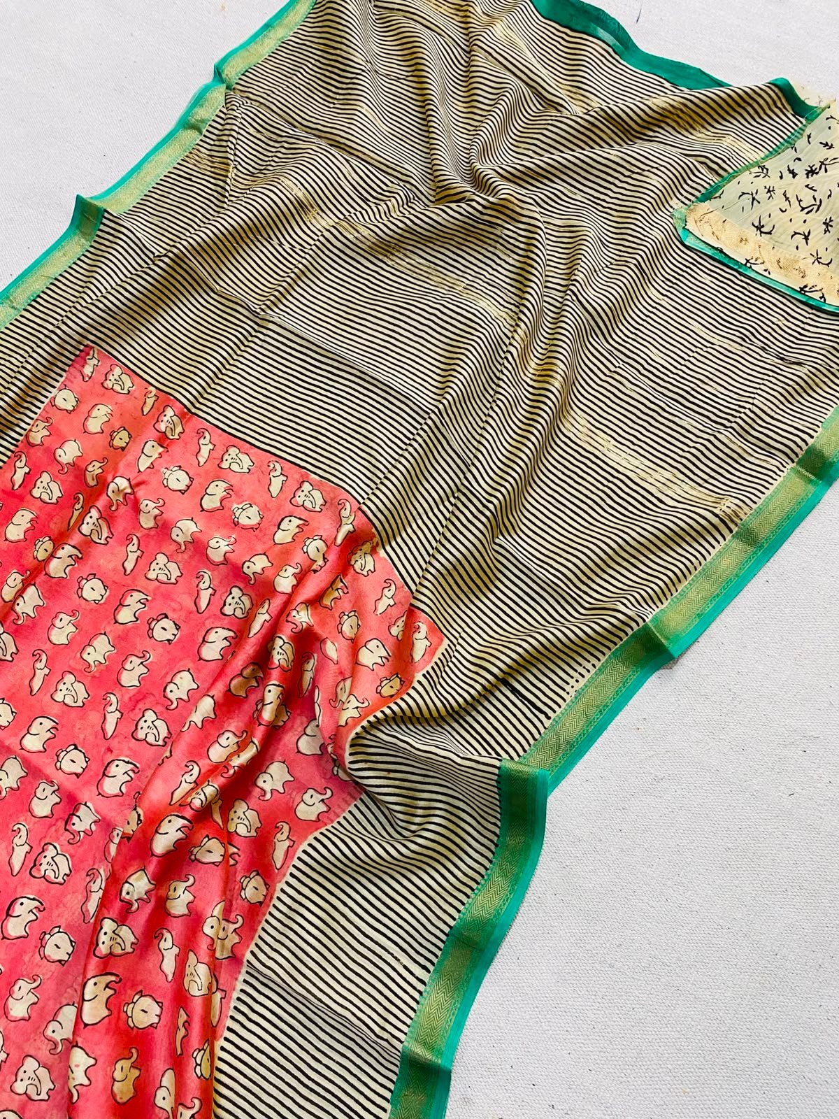 Maheshwari Hand Block Printed Saree