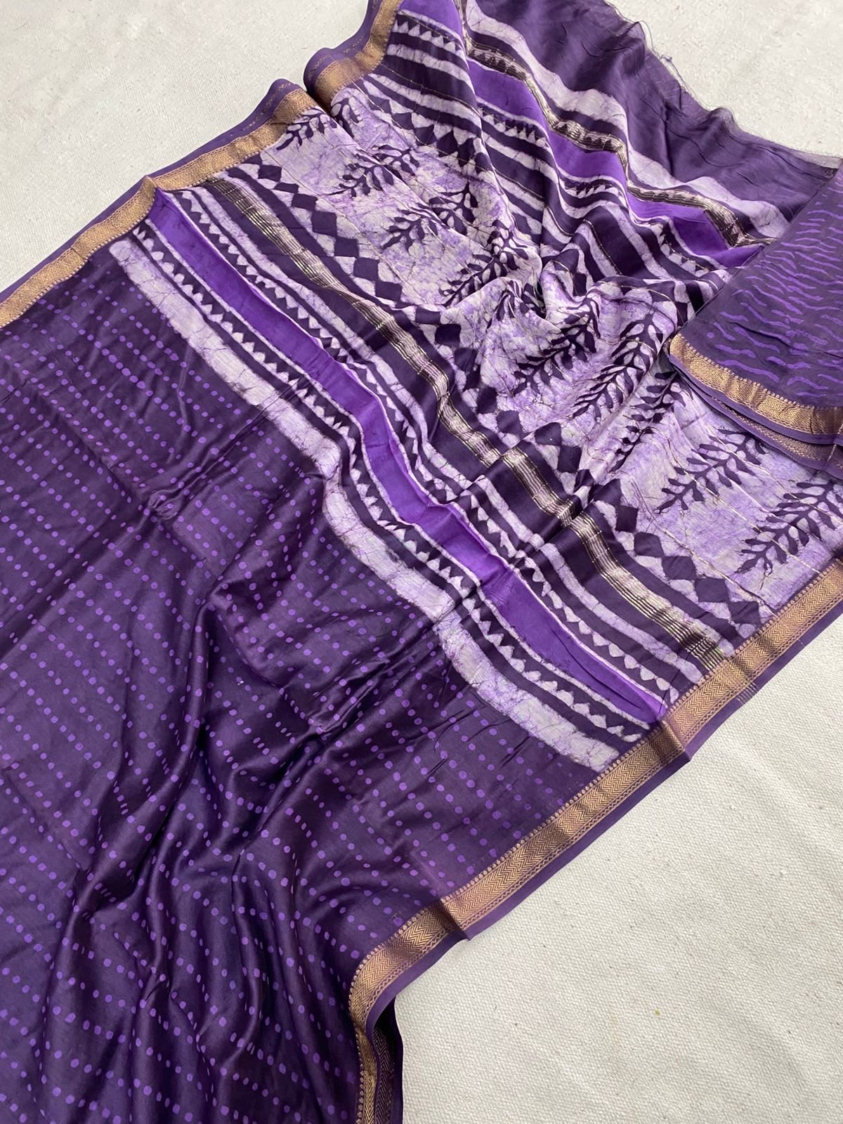 Maheshwari Hand Block Printed Saree