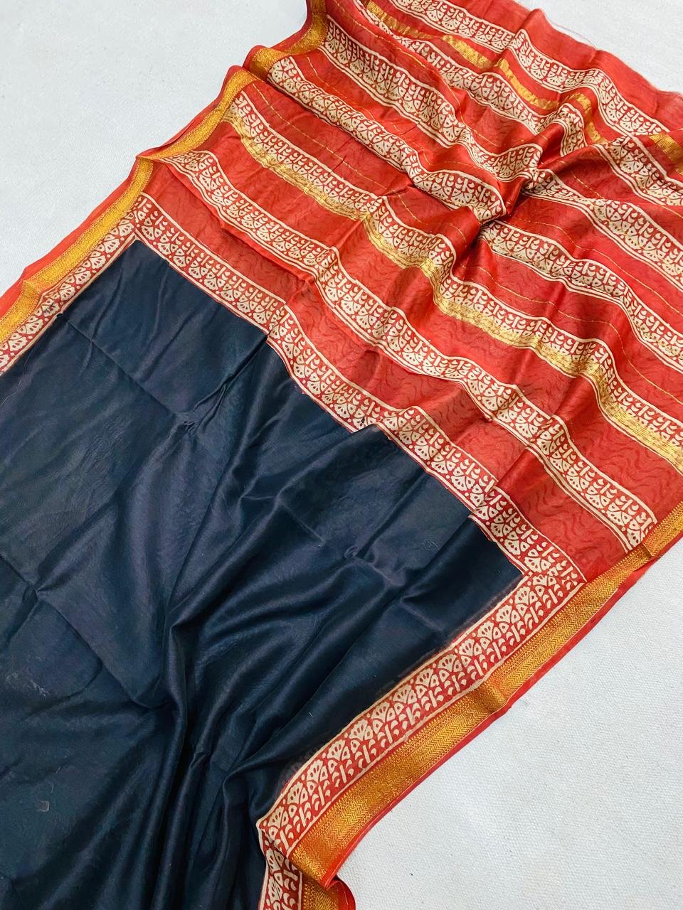 Maheshwari Hand Block Printed Saree