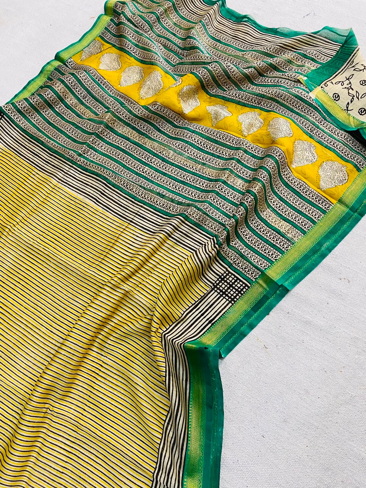 Maheshwari Hand Block Printed Saree