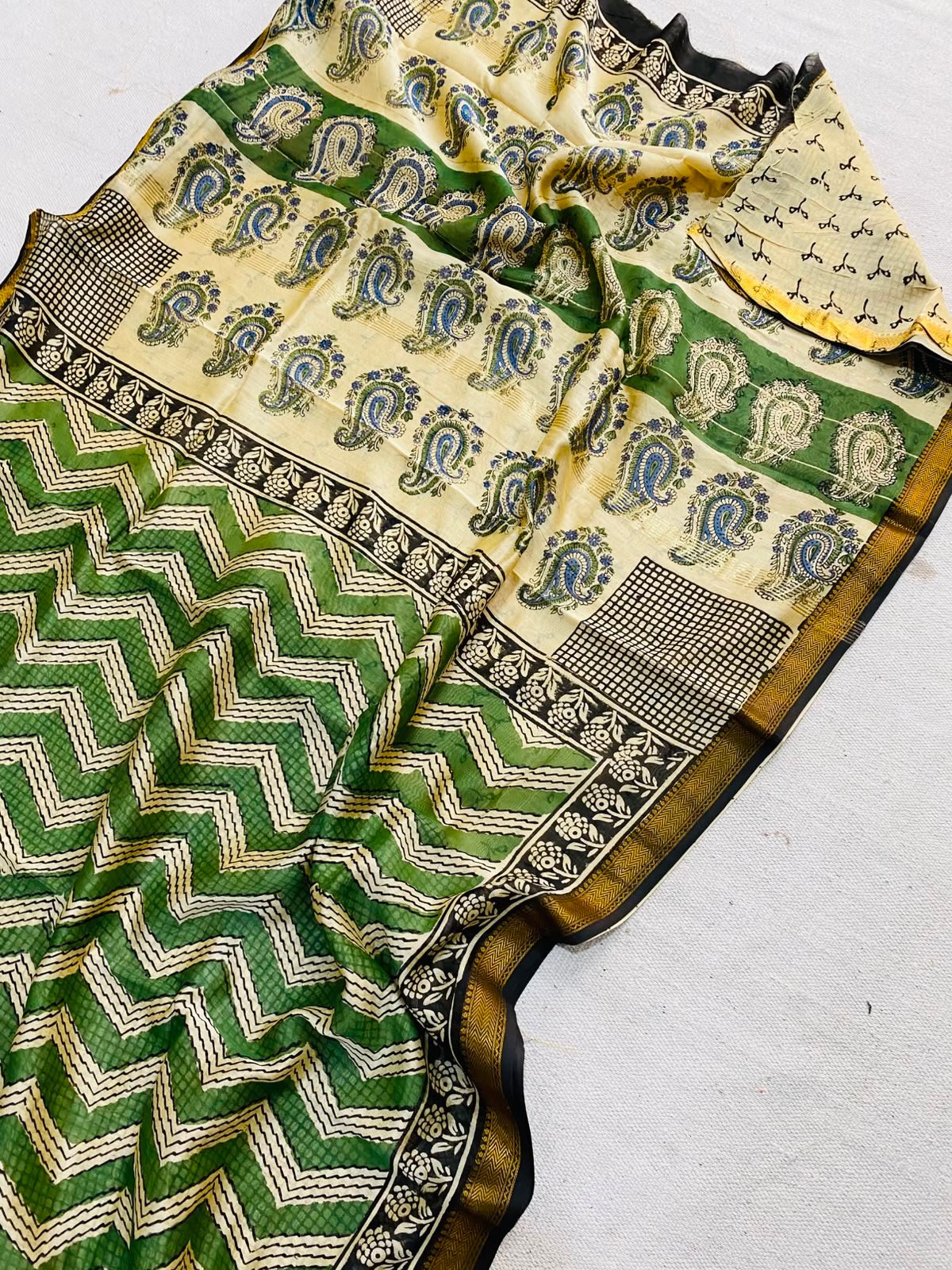 Maheshwari Hand Block Printed Saree