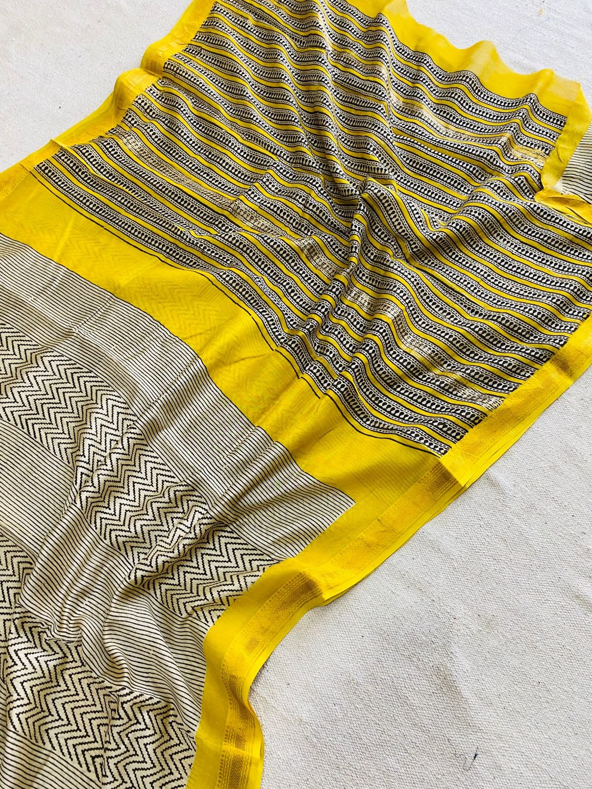 Maheshwari Hand Block Printed Saree