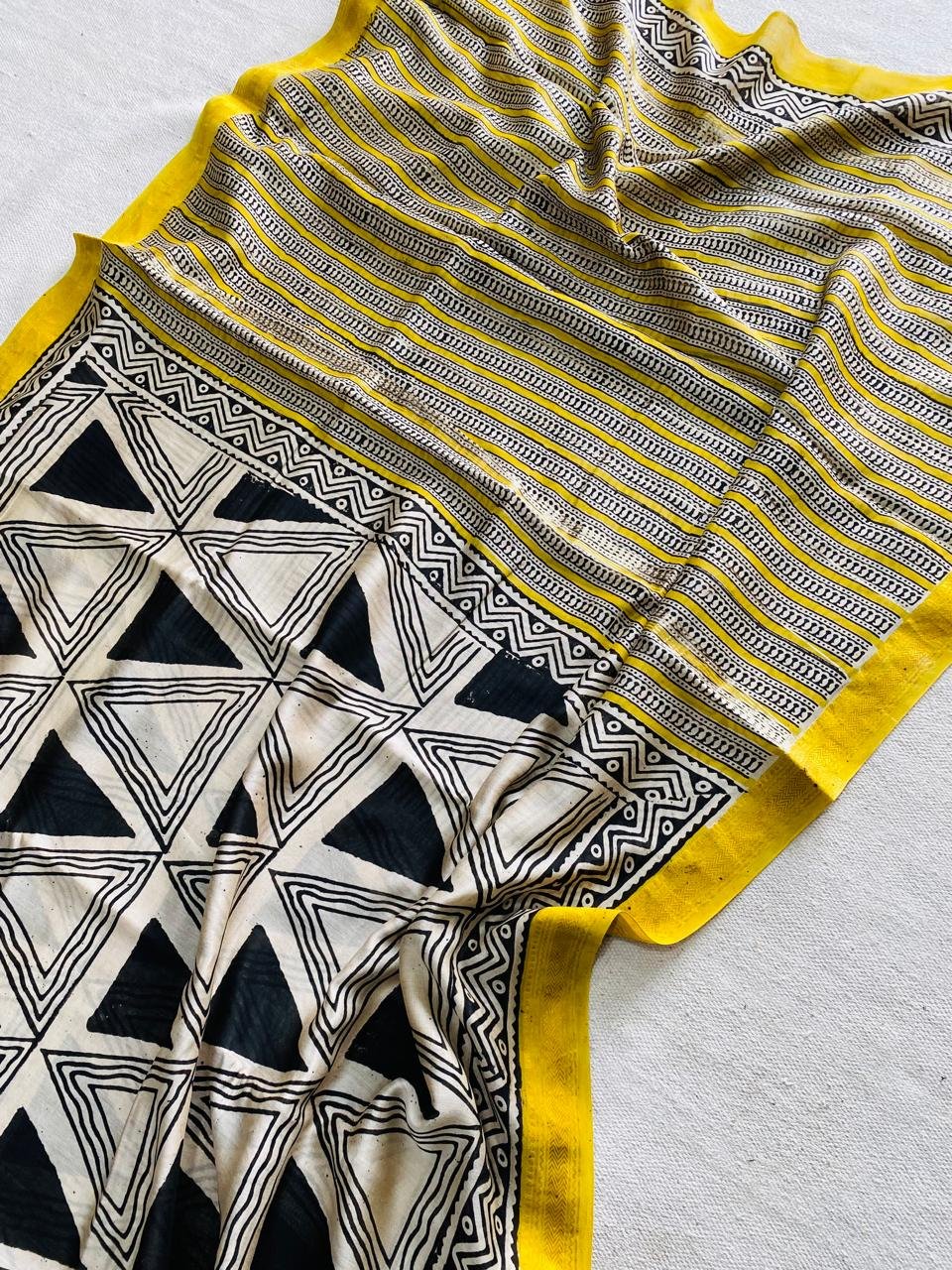Maheshwari Hand Block Printed Saree