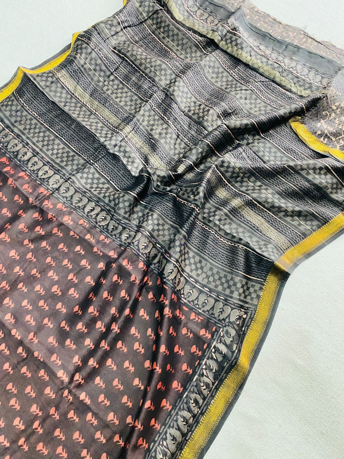 Maheshwari Hand Block Printed Saree