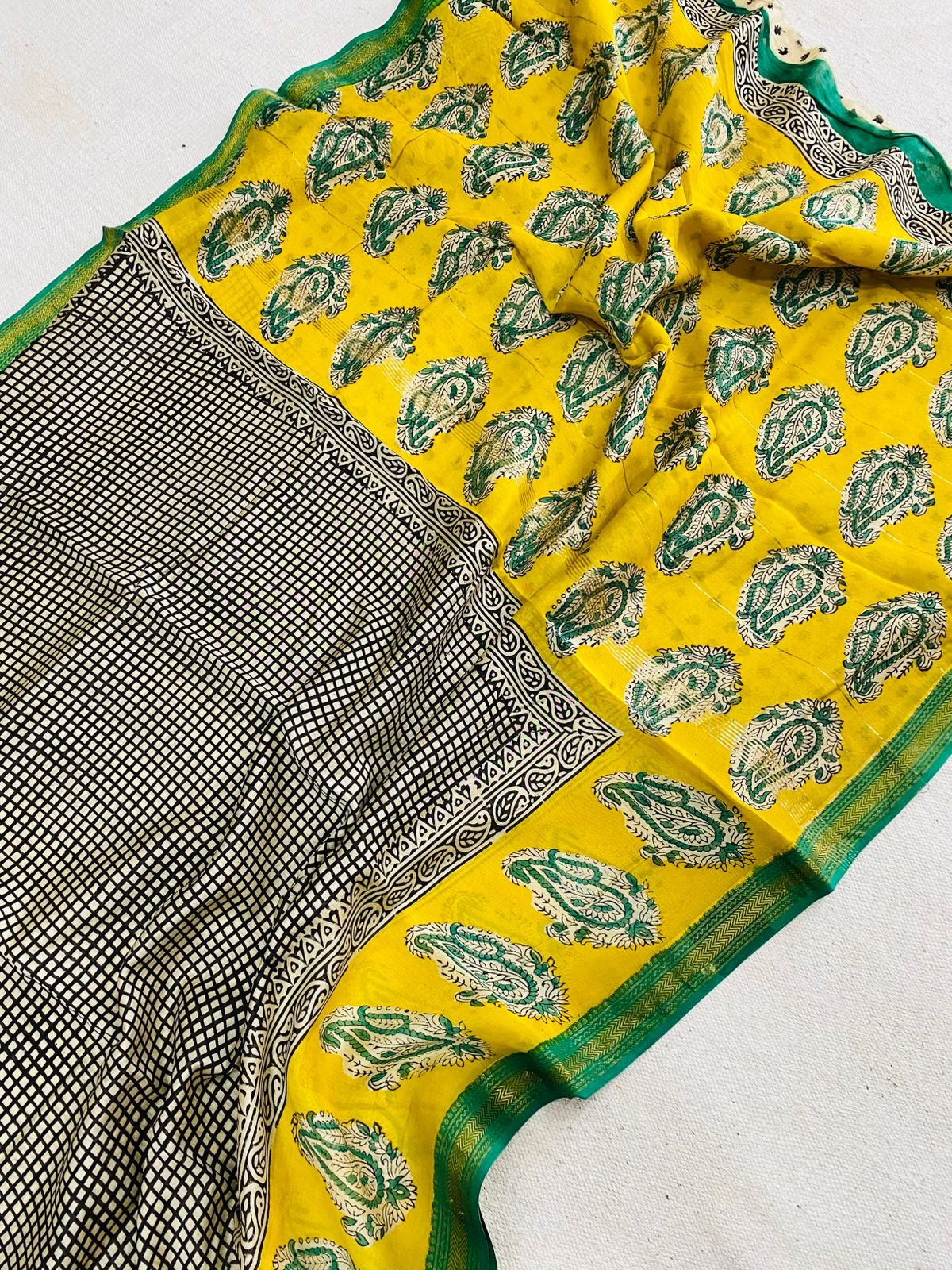 Maheshwari Hand Block Printed Saree